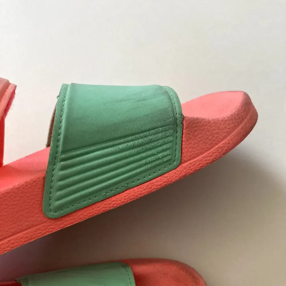 Adidas Adilette Sandals - Coral Pink Aqua Teal - 1
